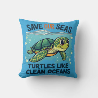 Almofada Salve Nossos Mares - Tartarugas Como Oceanos Limpo