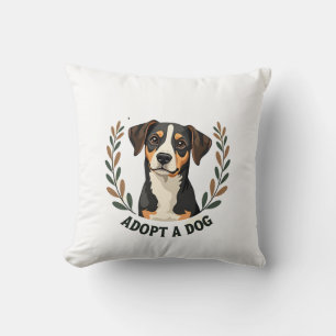 Almofada Salve Uma Vida Adote um Cachorro Ilustração Vintag