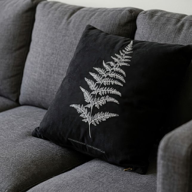 Almofada Samambaia Dourada, Gymnogramma Chrysophylla (Golden Fern Frond, Gymnogramma Chrysophylla. Throw Pillow)