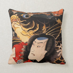 Almofada Samurai e peixes japoneses de Koi