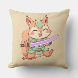 Almofada Samurai Esquilo Kawaii.
