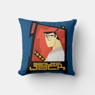 Almofada Samurai Jack Sorria Gráfico de Quadro Futurístico