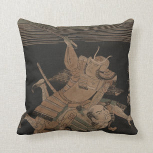 Almofada Samurai que luta na noite cerca de 1770