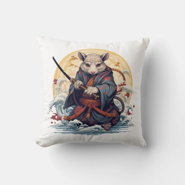 Almofada Samurai Rat Throw Pillows (Frente)