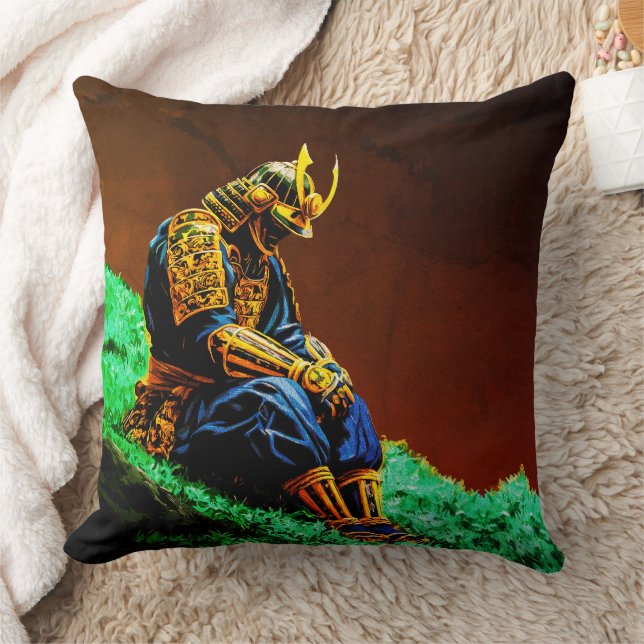 Almofada Samurai Warrior em Ouro Armor - Epic Japonês (Cobertor)