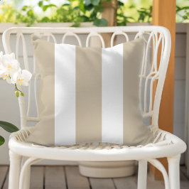 Almofada Sand Beige and White Cabana Stripes