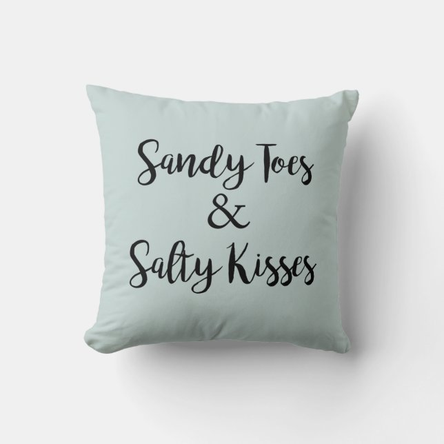 Almofada Sandy Toes e Salty Kisses Ocean Travesseiro decora (Frente)
