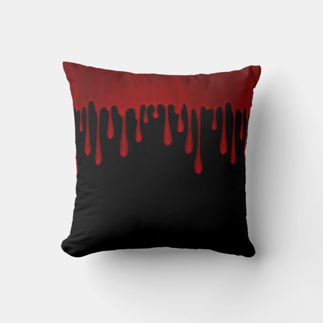 Almofada Sangue de Cetim Vermelho Pingando Halloween (Frente)