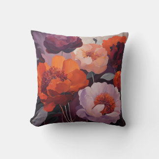 Almofada Sangue de Padrão Floral Laranja Vermelho Negrito