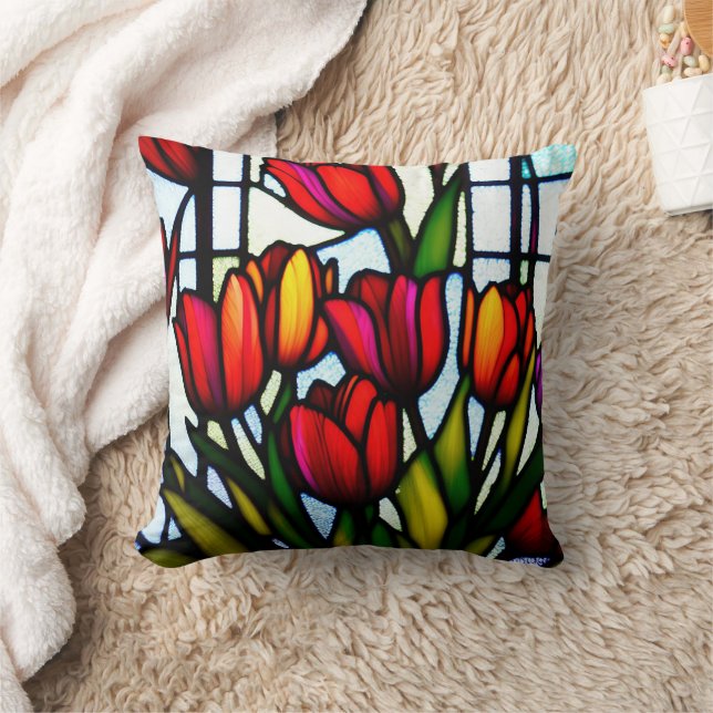 Almofada "Sangue de Vidro Arrefecido: Tulipas de Luz Líder  (Cobertor)