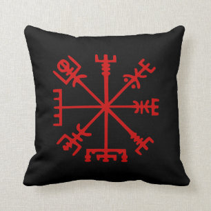 Almofada Sangue Vegvísir vermelho (compasso de Viking)