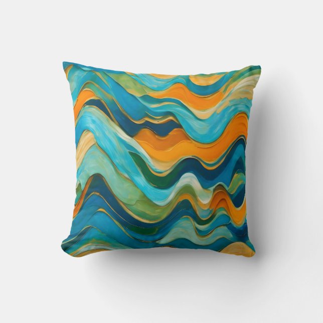 Almofada "Sanlúcar" Blue Orange Waves (Frente)
