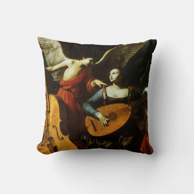 Almofada Santa Cecília e o Anjo por Carlo Saraceni (Frente)