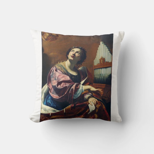 Almofada Santa Cecília por Simon Vouet (Frente)
