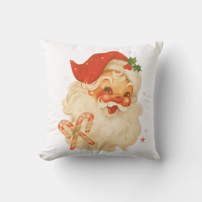 Almofada Santa Cheer Pillow – Vintage Holiday Accent (Frente)