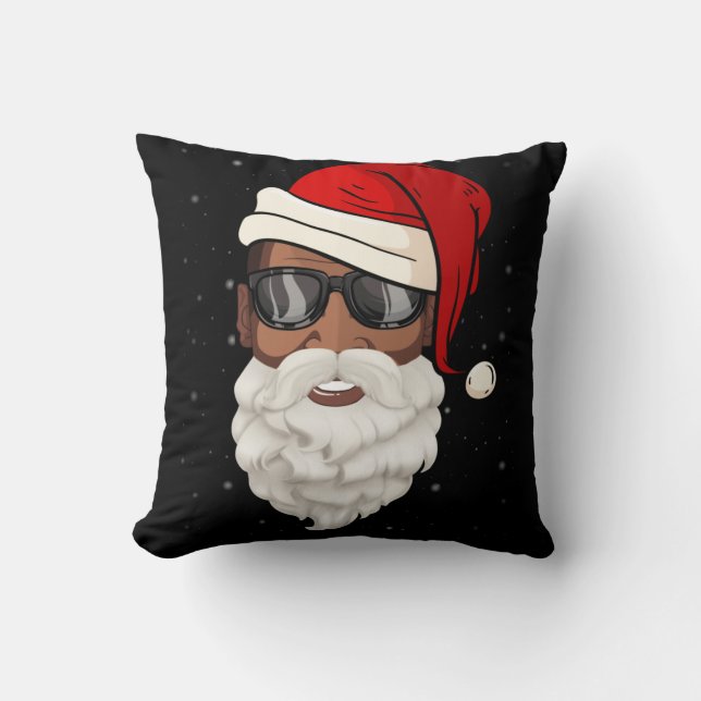 Almofada Santa Claus Black Xmas Papai noel Afro-Americano (Frente)
