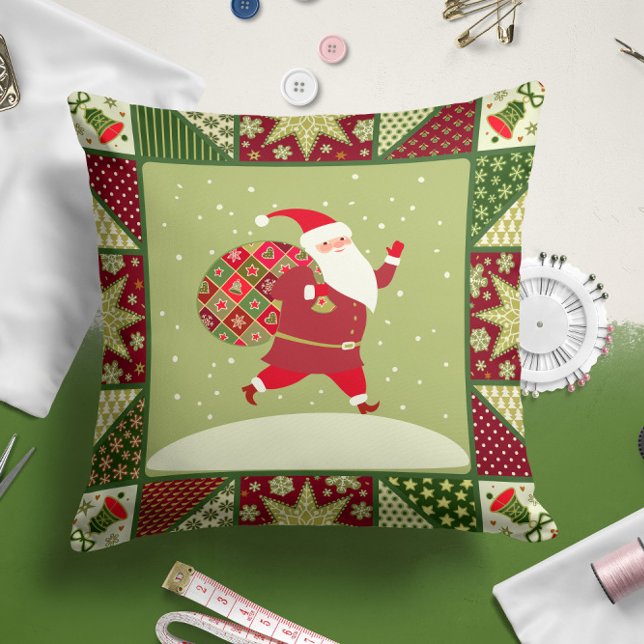 Almofada Santa Claus Quilt | Christmas Throw Pillow (Criador carregado)