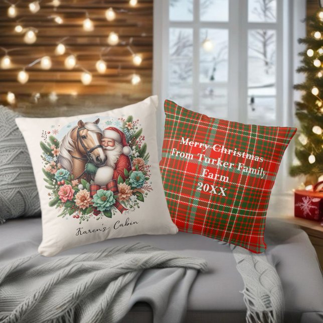 Almofada Santa Clause com Natal de Cavalo (Enjoy this Beautiful Christmas Horse design! Personalize with your favorite Horse Girl!
)