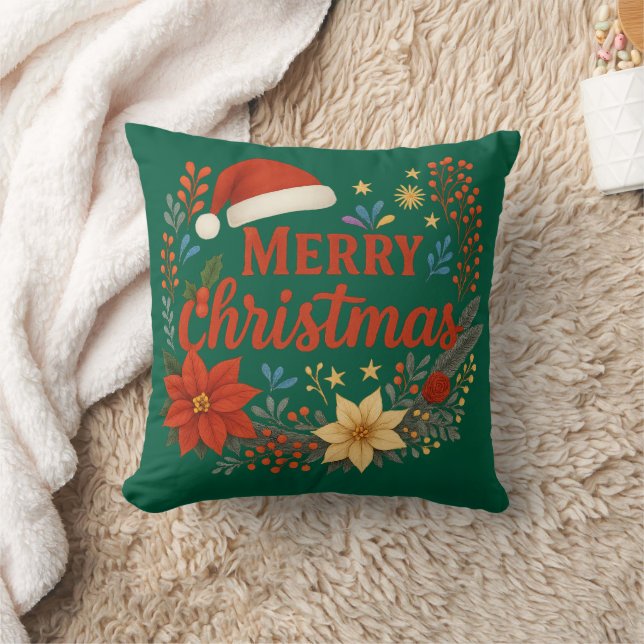 Almofada Santa Hat Merry Christmas Throw Pillow (Cobertor)