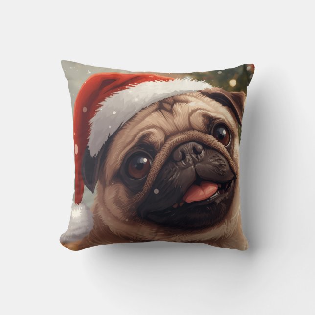 Almofada Santa Pug’s Cozy Christmas Cuddle Pillow (Frente)