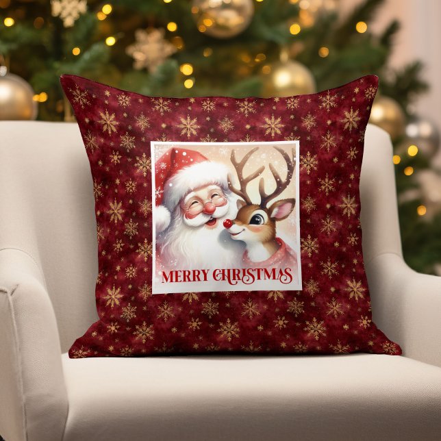 Almofada Santa Rudolph Christmas Pillow Cute Festive Glow  (Santa Rudolph Christmas Pillow Cute Festive Glow )
