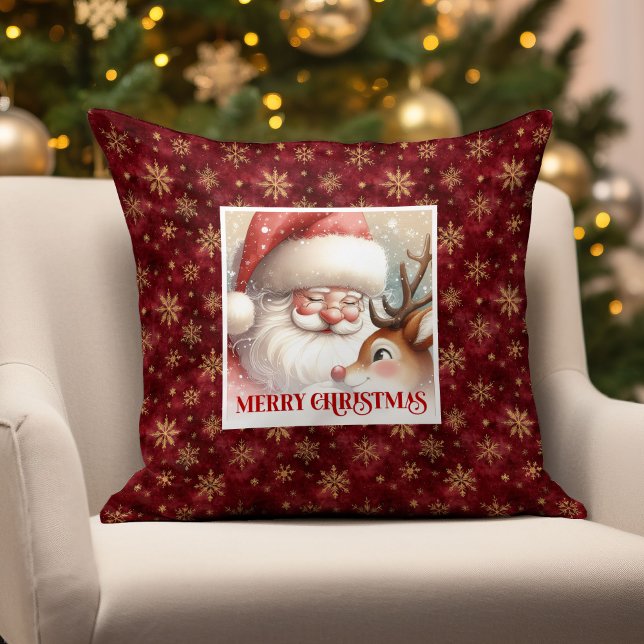 Almofada Santa Rudolph Classic Christmas Pillow Festive Fun (Santa Rudolph Classic Christmas Pillow Festive Fun)