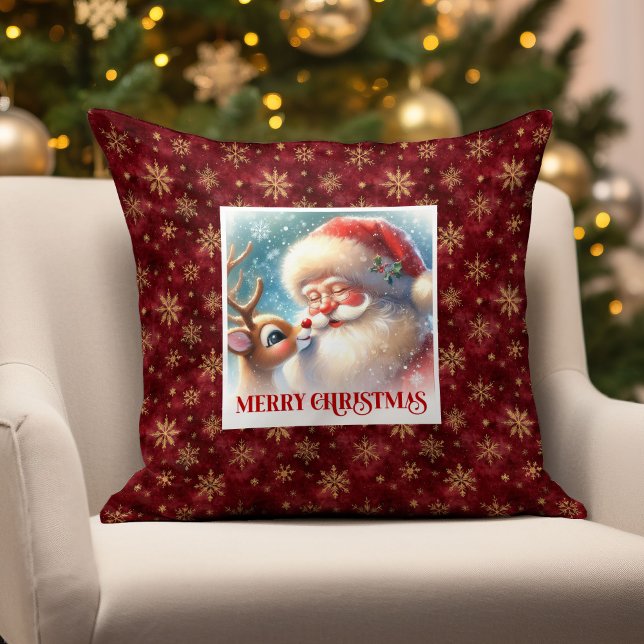 Almofada Santa Rudolph Joyful Xmas Pillow Classic Christmas (Santa Rudolph Joyful Xmas Pillow Classic Christmas)