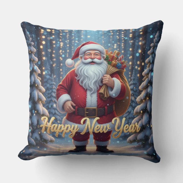 Almofada Santa Throw Pillow | Happy New Year Magical Christ (Frente)