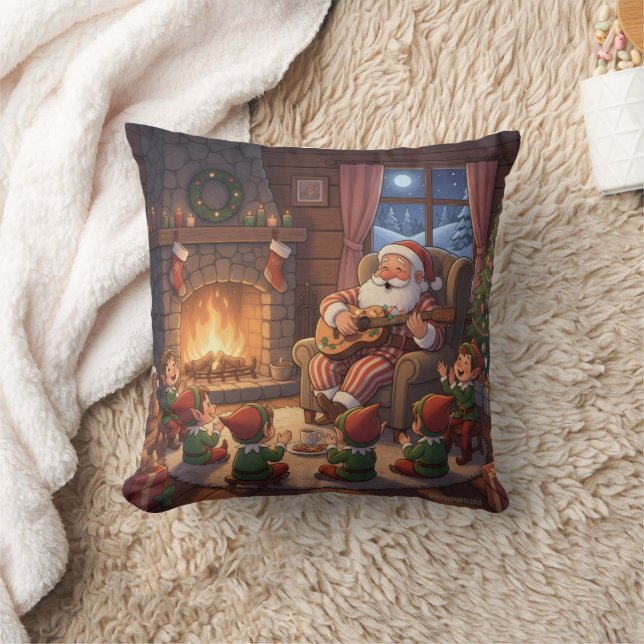 Almofada Santa's Christmas Eve Serenade: Cozy Fireplace (Cobertor)