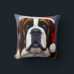 Almofada Santo Bernard Christmas<br><div class="desc">Ótima ilustração de um cão Bernard Santo vestindo um chapéu de Papai Noel.</div>