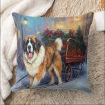Almofada Santo Bernard Christmas Fesason Season<br><div class="desc">Prepare-se para celebrar o feriado com o nosso charmoso Design cênico de Natal do Cão! Este delicioso produto apresenta adoráveis companheiros caninos rodando em meio a uma terra maravilhosa do inverno, adornada com luzes cintilantes, holly, e ornamentos festivos. Seu coração derreterá enquanto você testemunha cachorros vestidos com chapéus de Papai...</div>