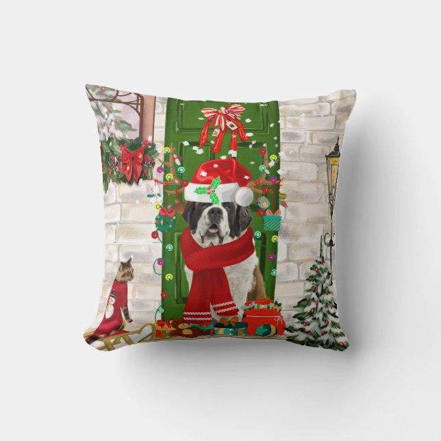 Almofada Santo Bernard Dog Natal (Frente)