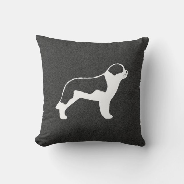 Almofada Santo Bernard Dog Silhouette Cinza e Branco (Frente)