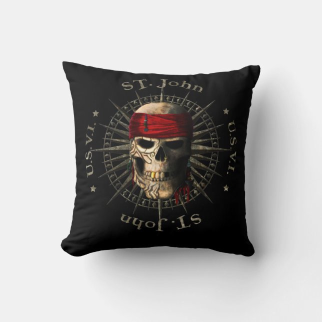 Almofada Santo John USVI Pirate Skull (Frente)