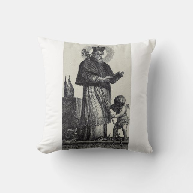 Almofada Santo Patrício Apóstolo da Irlanda Arte Monocromát (Frente)