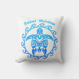 Almofada Santo tribal Thomas da tartaruga do azul de oceano