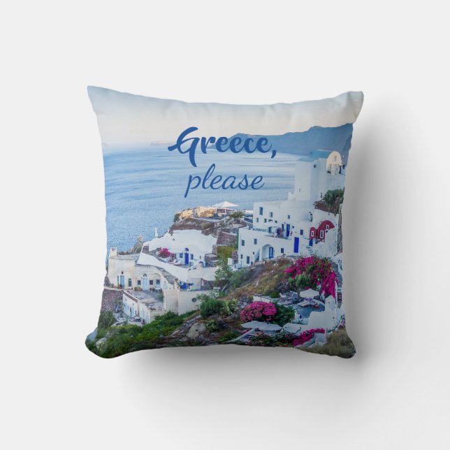 Almofada Santorini/ Grécia por favor / Personalizado (Frente)