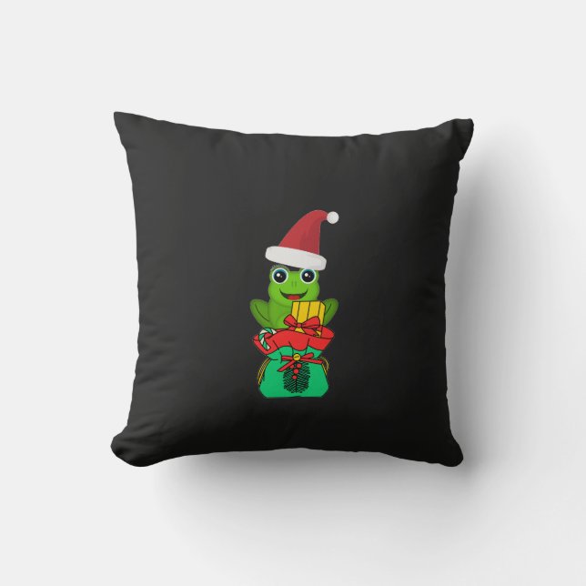 Almofada Sapo de Natal Fofo com Presentes _ Férias Divertid (Frente)