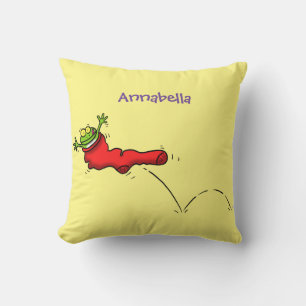 Almofada Sapo fofo em uma meia vermelha, desenho animado sa