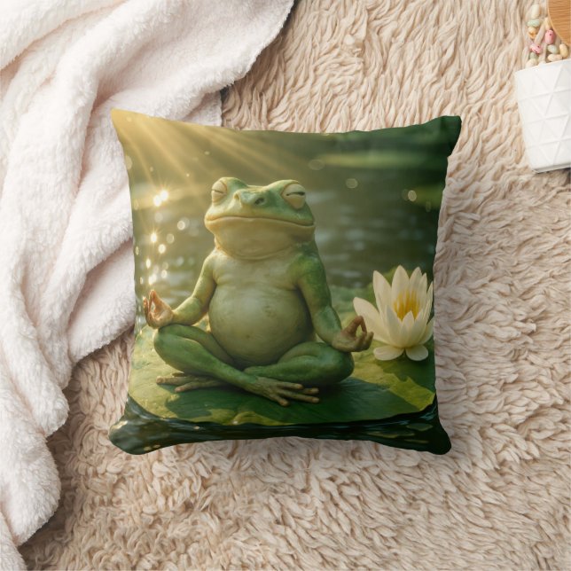Almofada Sapo Meditando Em Um Folha De Nenúfar (Cobertor)
