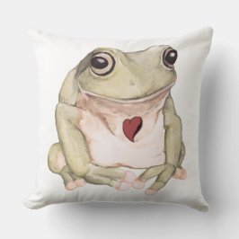 Almofada Sapo verde desenhado à mão