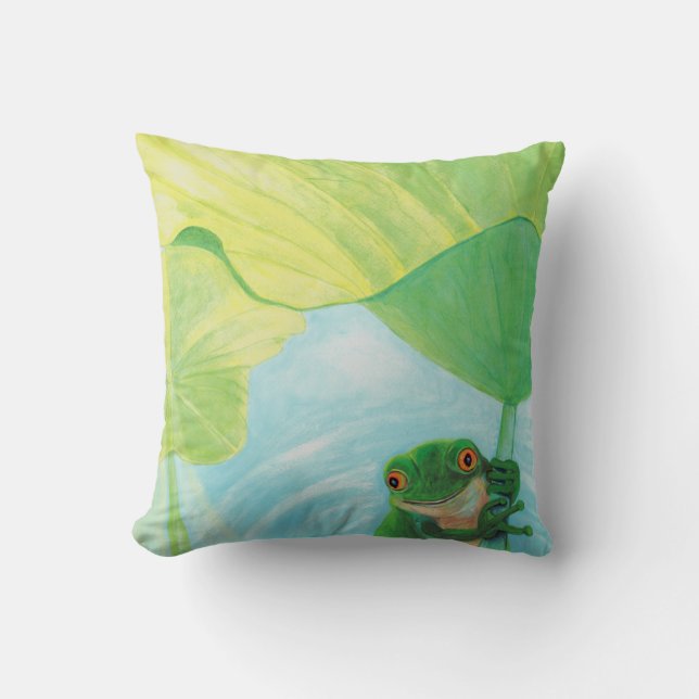 Almofada Sapo verde em Lily Pad (Frente)