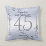 Almofada Sapphire Gem & Glitter 45º aniversário de casament<br><div class="desc">Glamorosa e elegante travesseiro decorativo de 45 anos do Casamento de Sapphire com joias de gema azul de na moda sapphire decorações de canto e molduras de borda coloridas correspondentes. Uma design romântica para sua celebração. Todo texto, fonte e cor da fonte são totalmente personalizáveis para atender às suas necessidades....</div>