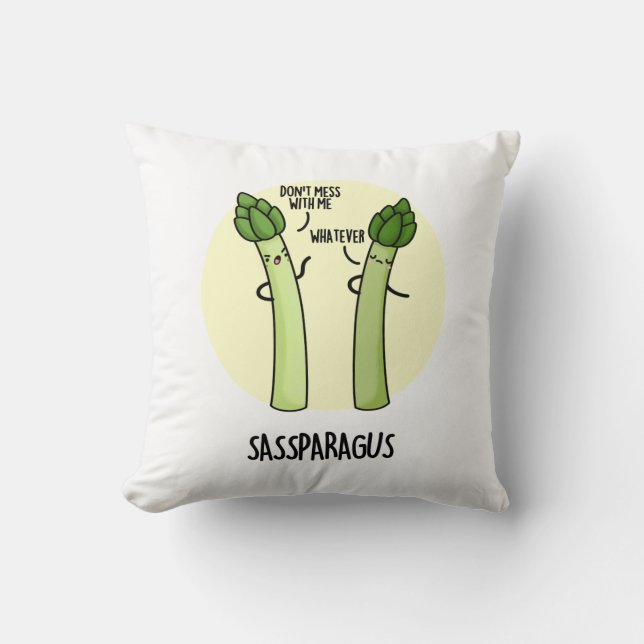 Almofada Sassparagus Funny Asparagus Vegetal Pun (Frente)