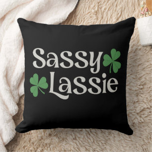 Almofada Sassy Lassie Dia de São Patrício Garota Irlandesa