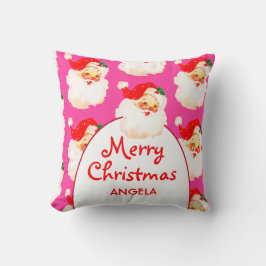 Almofada Saudação de Feliz Rosa Natal Jolly Santa Claus