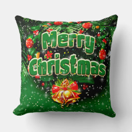 Almofada Saudações à Dourada Feliz Natal Verde