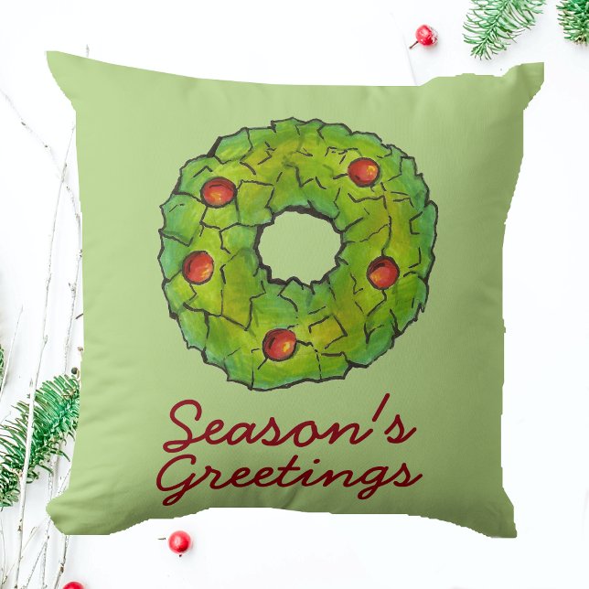 Almofada Saudações de Natal Holly Wreath Cookie (Wreath pillow)