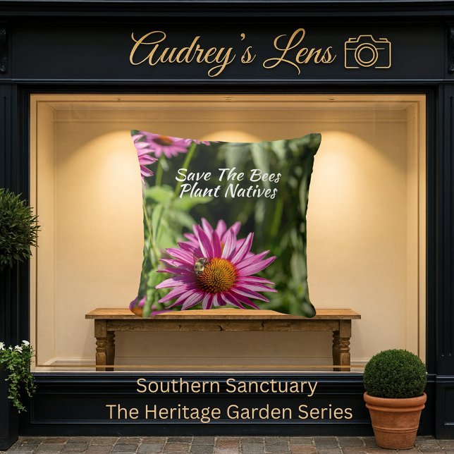 Almofada Save The Bees Plant Natives Floral (Criador carregado)