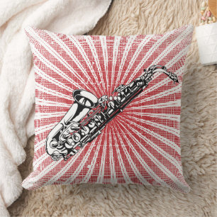 Almofada Saxofone no Sunburst do vermelho do Grunge